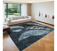 QGYFRE Camera Da Letto Accessori Moderni tappetto soggiorno 200x300cm Blu Retro piuma modello per ingresso corridoio salotto tris tappeti