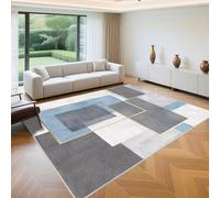QGYFRE Tappeti Per Il Salotto tappeto bambini morbido 110x160cm Grigio Blu Rettangolo geometrico moderno for Cameretta Bambino,Esterno Terrazzo,Camera Ragazzi tapetti moderni soggiorno