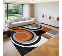 QGYFRE Tappeto Cucina Antiscivolo Lavabile tris tappeti camera da letto 120x160cm Arancione Modello geometrico astratto grigio nero per soggiorno ragazzo Grandi