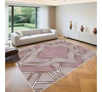 QGYFRE Tris Tappeti Camera Da Letto tappeto salotto lavabile in lavatrice 180x230cm Grigio Rosa Modelli a strisce moderni per il stanza