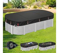 QH.HOME Copertura per piscina ovale con cricchetto brevettato a serraggio rapido, adatta per piscine fuori terra con pareti in acciaio [durevole, resistente agli strappi] con anelli portanti