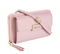 QH-Shop Borsa a Tracolla per Cellulare Donna Piccola Tracolla Pochette Portafogli PU Pelle Borsa per Telefono a Porta con Rimovibile Cinturino Slot per Carte, Rosa