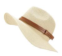 QH-Shop Cappello di Paglia Donna Pieghevole Cappello da Sole a Tesa Larga Cappello da Spiaggia Estivo Protezione UV per Giardinaggio Viaggio Pesca Vacanze (Beige)