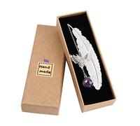 QH-Shop Segnalibro a forma di piuma in metallo con farfalla e perle di vetro, per adulti, bambini e studenti