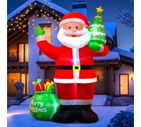 QHAIYYBF Babbo Natale gonfiabile da 2,1 m, adatto per decorazioni natalizie, Babbo Natale gonfiabile, con illuminazione a LED, IP44, resistente alle intemperie, figura gigante di Babbo Natale