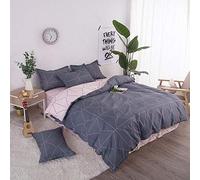 QHDXL Copripiumino Matrimoniale 240 x 260 Geometria Grigia Set di Biancheria da Letto Copripiumini in Microfibra Morbida con Chiusura a Cerniera e 2 federe Cuscino 50x75