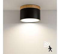 QHENS Faretti da Soffitto LED 12W con Sensore di Movimento, Plafoniera Faretto Soffitto in Alluminio Ø10.8cm 4000K, Rotondo Nero 230v, Montaggio a Superficie e a Incasso, per Scale/Corridoi/Entrata