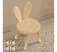 QHENS Sedia Bambini per Legno, Sedia per Bambini Massello con Orecchie di Coniglio 20cm, per Tavolo da Pranzo, Pittura e Gioco, 47cm (Seduta 27cm) x 30CM, Antiscivolo, per Bambini 3-5 Anni