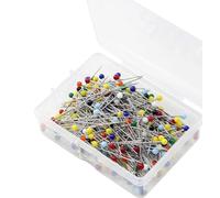 QHFalashbuy Spille Dritti 300 Pcs Spilli da Sarta,Testa Vetro Spilli Dritti Tonda,Spille da Cucito per Tessuto Colorata per Tessuto DIY Gioielli Bouquet Cucito Sartoria Artigianato 38mm