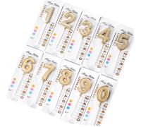 QHFlashbuy 10 Pezzi Candele di Compleanno,3D Compleanno Numerale Candele,Numero 0-9 Cake Topper per Torta Compleanno Matrimonio Anniversario Laurea Festa