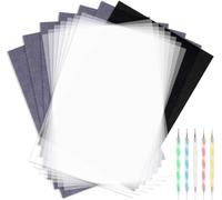QHFlashbuy 150 Pezzi Carta Carbone,Carta Trasferibile Carta da Lucido In Grafite A4 con 5 Pezzi Stilo per Goffratura,Fogli Carta Carbone Nera Per Disegno,Schizzi,Canvas,Ceramica