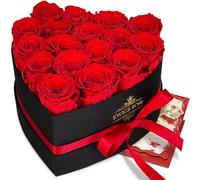 QHHENTOO 17 Rose Infinite, Regalo di Rose Rosse Eterne per Donne, Rosa Conservata in Scatola a Forma di Cuore per Donne, Madre per Compleanno, Anniversario, San Valentino, Festa della Mamma, Natale