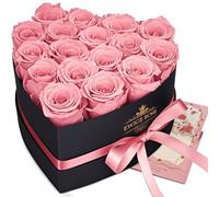QHHENTOO 17 rose infinite, rosa eterna, regalo per donne, rosa conservata, in scatola a forma di cuore, per donne, mamma, compleanno, anniversario, San Valentino, festa della mamma, Natale,