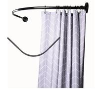 QHLIANGL Asta per Tenda da Doccia Curva a Forma di L, Asta per Vasca da Bagno, Asta per Tenda da Doccia Estensibile con o Senza Foratura per Negozio di Abbigliamento, Asta per Tenda da Doccia angolar