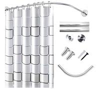 QHLIANGL Asta per Tenda da Doccia Curva a Forma di L, per Vasca da Bagno, Regolabile, Senza Trapano, in Acciaio Inox 304, allungabile, per Bagno, Negozio di Abbigliamento (Dimensioni: 90-130 * 90-130