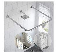 QHLIANGL Asta telescopica per Tenda da Doccia, Asta per Tenda Curva a Forma di U, Non Si Piega, Asta per Tenda da Doccia Estensibile, aste di Tensione per Tende da Bagno, con/Senza Foratura, da 80 a