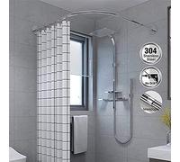 QHLIANGL Barra per Tenda da Doccia Curva, Senza Fori, Estensibile, per Vasca da Bagno, Asta per Tenda angolare, a Forma di L, Regolabile, in Acciaio Inossidabile 304, Non cedevole (Colore: 70-95 cm*7