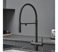 QHLMLL 3 Way Taps for Kitchen Sink Black Flexible Tap 360° Rotating Faucet Drinking Water Tap for Kitchen Sink