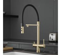 QHLMLL 3 Way Taps for Kitchen Sink Brushed Gold Flexible Tap 360° Rotating Faucet Drinking Water Tap for Kitchen Sink