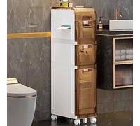 QHLMLL Armadietto portaoggetti da bagno piccolo impermeabile, stretto e sottile, organizer a 3 livelli con cassetti trasparenti e rotelle per piccola cucina e lavanderia Living Ro