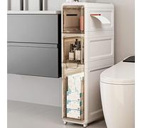 QHLMLL Armadietto portaoggetti laterale per WC, armadio da bagno stretto con 4 cassetti e rotelle, autoportante, con cassetto sottile, maniglia facile da tirare per lavanderia, Living Ro