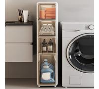 QHLMLL Armadietto portaoggetti laterale per WC, armadio da bagno stretto con 4 cassetti e rotelle, autoportante, con cassetto sottile, maniglia facile da tirare per lavanderia, Living Ro