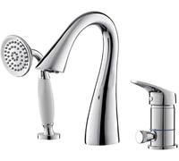 QHLMLL Bath Shower Mixer Tap Black Deck Tap 3 Hole Tub Gooseneck Bath And Shower Mixer Taps Retro