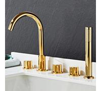 QHLMLL Bath Shower Mixer Taps Deck Mounted Spout Gooseneck Rotating Tap Shower Head And Hose Set for Bath Taps Black
