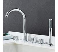 QHLMLL Bath Shower Mixer Taps Deck Mounted Spout Gooseneck Rotating Tap Shower Head And Hose Set for Bath Taps Black