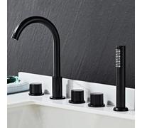QHLMLL Bath Shower Mixer Taps Deck Mounted Spout Gooseneck Rotating Tap Shower Head And Hose Set for Bath Taps Black