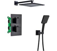 QHLMLL Bathroom Matte Black tatic Shower Faucet Rainfall Shower Head Ceiling Mounted Bathtub Mixer Tap Set Wall-Ceiling 12 inch-2way