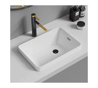QHLMLL Bathroom Sink Bathroom Vessel Sink Faucet And Pop Up Drain Combo, Rectangle Above Counter White Porcelain Ceramic Bathroom Vessel Vanity Sink Washing Art Basin Vessel Si