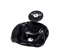QHLMLL Bathroom Vessel Sink with Faucet And Drain Combo Vessel Bowl Sink Tempered Glass Countertop Sink Bowl Black Irregular Shaped Above Counter Sink Art Basin