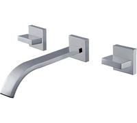 QHLMLL Black Brass Vessel Sink FaucetDouble Handle 3Hole Basin Mixer Tap WallMounted Vanity Faucet for Bathroom Stylish & Durable Modern Decor