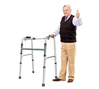 QHLMLL Camminare e, Pieghevole Standard Walker Altezza Regolabile Aiuto per Camminare assistito Piccolo Leggero Senza Ruote Stretto S per Anziani Disabilità Ausili per Camminare Nebbia Argento Stel
