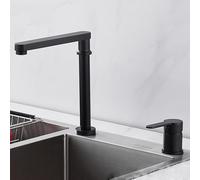 QHLMLL Camper Van Folding Tap Black Front Window Kitchen Tap Foldable Lift Faucet Save Space Kitchen Mixer Taps 2 Hole-Single Mode