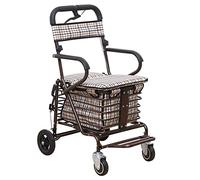 QHLMLL Carrello della Spesa Carrello della Spesa per Anziani, Walker Casual con Sedile, Walker Pieghevole Regolabile in Tre Fasi, Quattro Ruote, Carrello della Spesa ad Alta capacità, Carrello da p