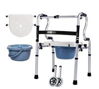 QHLMLL Deambulatore Pieghevole con Ruote, WC ad Aria con Secchio e Sedile per Doccia, deambulatore Regolabile, per disabili, con Ruote, per la Mobilità, per Anziani, disabili, Doppia Atmosfera di c