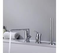 QHLMLL Deck Mounted Bath Mixer Tap with Shower 3 Hole Chrome Hot & Cold Water Faucet for Bathtub Modern Bathroom Shower Mixer Tap