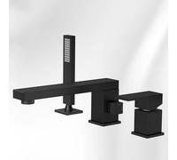 QHLMLL Deck Mounted Bath Shower Mixer Tap Black 360 Swivel Spout Hand Held Shower Head And Hose Set for Bath Taps