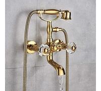 QHLMLL Faucet Luxury Golden Polish Faucet Mixer Tap Telephone Style with Sprayer Hand Shower Rotate Spout Tub Hot And Cold Water,Gold Style 1