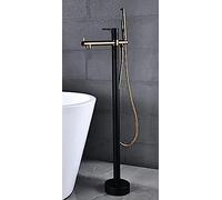 QHLMLL Floor Mounted Bathtub Faucet Set with Hand Shower Bath tub Hot Cold Floor Standing Faucet-White Golden,Chrome