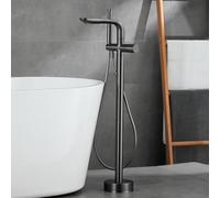 QHLMLL Freestanding Bathtub Faucet Single Lever Bath Shower Mixer Tap Shower Taps with Shower Mixer 360 Swivel Spout, (Gun Gray A)