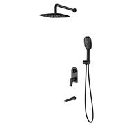 QHLMLL High Flow Shower with Bath Filler, Black Concealed Shower Faucet Set Complete with Handheld Spray And Rain Shower Head