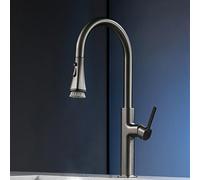 QHLMLL Kitchen Mixer Taps 1 Hole Pull out Spray Kitchen Sink Mixer Tap Grey Single Lever 3 Modes Spray Head