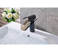 QHLMLL Kitchen Taps Deck Mounted Glass Spout Basin Faucet Single Handle Waterfall Bathroom Mixer Tap Chrome Bathroom Hot Cold Water Crane One Hole-3