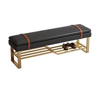 QHLMLL Lussuoso scarpiera di grande capacità, sgabello fasciatoio per corridoio, camera da letto, panca in pelle con seduta imbottita, colore nero, 100 x 35 x 45 cm