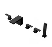 QHLMLL Ornaments Waterfall Bathtub Faucet Set, Two Handle Deck Mounted Roman Tub Faucet with Hand Shower, Bathtub Faucets 5 Hole, Modern