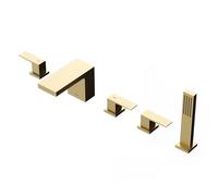 QHLMLL Ornaments Waterfall Bathtub Faucet Set, Two Handle Deck Mounted Roman Tub Faucet with Hand Shower, Bathtub Faucets 5 Hole, Modern