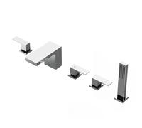 QHLMLL Ornaments Waterfall Bathtub Faucet Set, Two Handle Deck Mounted Roman Tub Faucet with Hand Shower, Bathtub Faucets 5 Hole, Modern